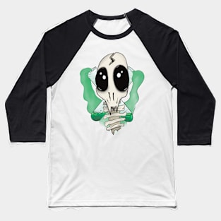 Weird Science Lab Alien Skull and Cross Test Tubes Baseball T-Shirt